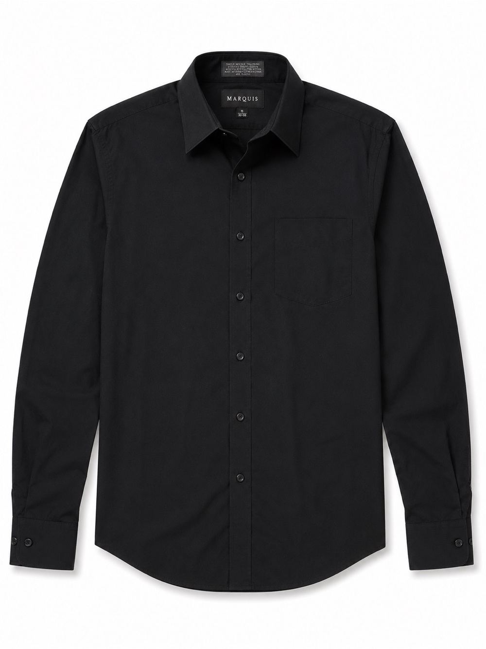 Marquise Men's Solid Black Long Sleeve Dress Shirt